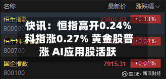 快讯：恒指高开0.24% 科指涨0.27% 黄金股普涨 AI应用股活跃-第2张图片