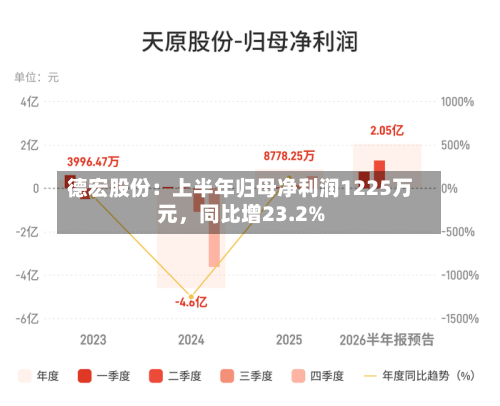 德宏股份：上半年归母净利润1225万元	，同比增23.2%-第2张图片
