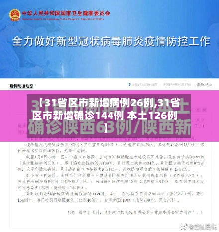 【31省区市新增病例26例,31省区市新增确诊144例 本土126例】-第2张图片