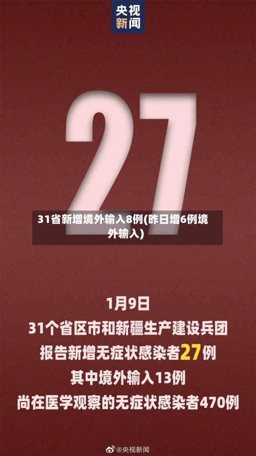 31省新增境外输入8例(昨日增6例境外输入)