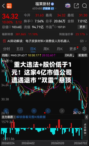 重大违法+股价低于1元！这家4亿市值公司遭遇退市“双雷”悬顶-第2张图片