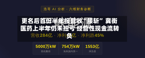更名后首份半年报营收“腰斩” 冀衡医药上半年仍未扭亏 经营性现金流转负-第3张图片