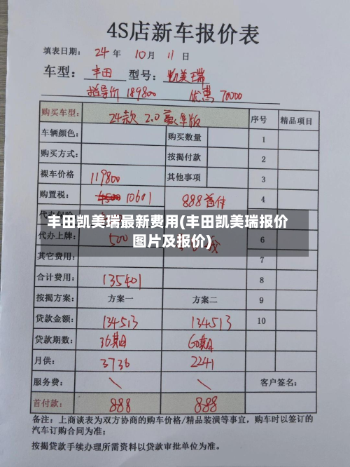 丰田凯美瑞最新费用(丰田凯美瑞报价图片及报价)