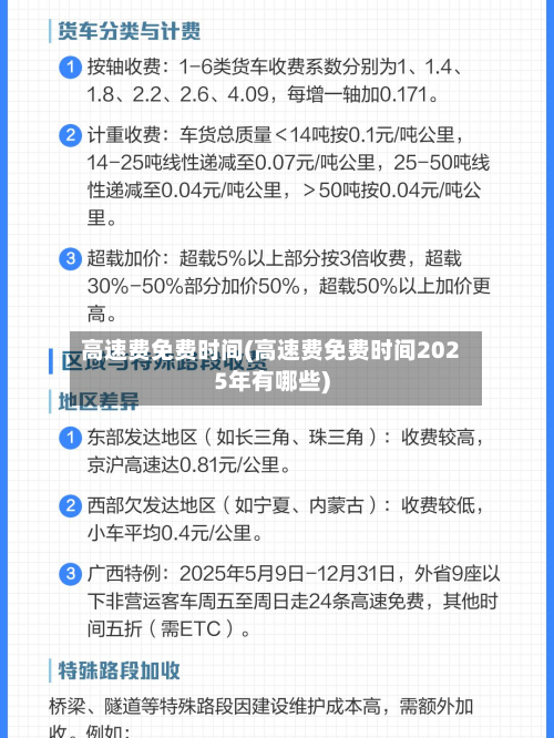 高速费免费时间(高速费免费时间2025年有哪些)