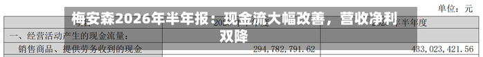 梅安森2026年半年报：现金流大幅改善，营收净利双降-第2张图片