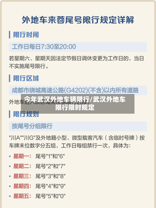 今年武汉外地车辆限行/武汉外地车限行限时规定