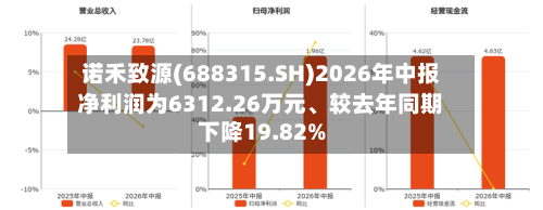 诺禾致源(688315.SH)2026年中报净利润为6312.26万元、较去年同期下降19.82%-第3张图片