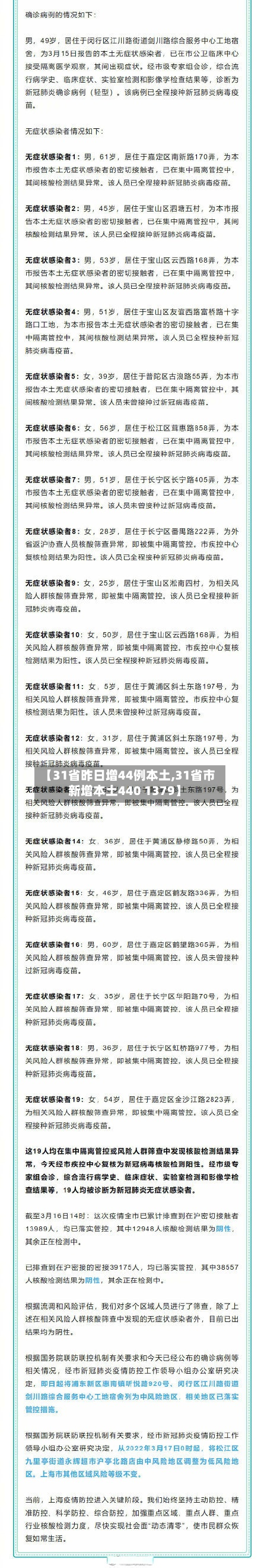 【31省昨日增44例本土,31省市新增本土440 1379】-第2张图片