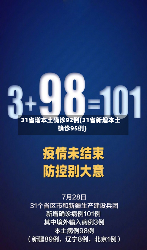 31省增本土确诊92例(31省新增本土确诊95例)