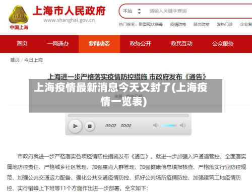 上海疫情最新消息今天又封了(上海疫情一览表)