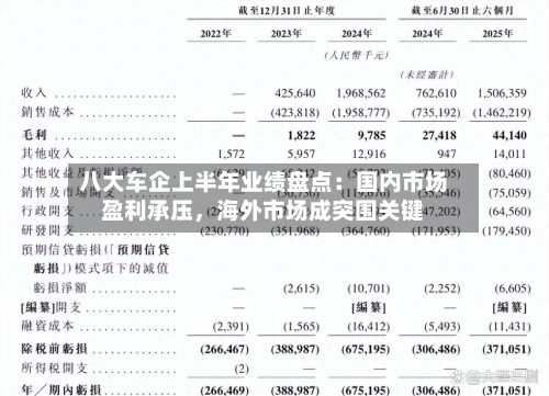 八大车企上半年业绩盘点：国内市场盈利承压	，海外市场成突围关键-第2张图片