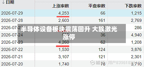 半导体设备板块震荡回升 大族激光涨停-第2张图片