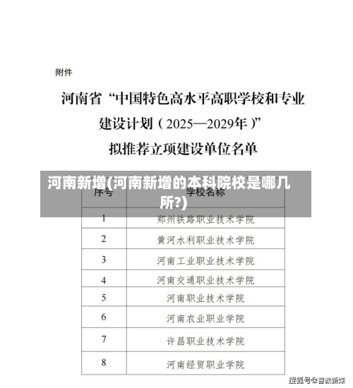 河南新增(河南新增的本科院校是哪几所?)