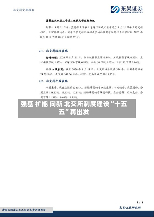 强基 扩能 向新 北交所制度建设“十五五”再出发