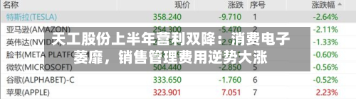 天工股份上半年营利双降：消费电子萎靡	，销售管理费用逆势大涨-第2张图片