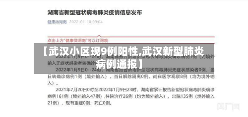 【武汉小区现9例阳性,武汉新型肺炎病例通报】