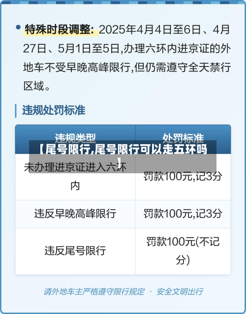 【尾号限行,尾号限行可以走五环吗】-第2张图片