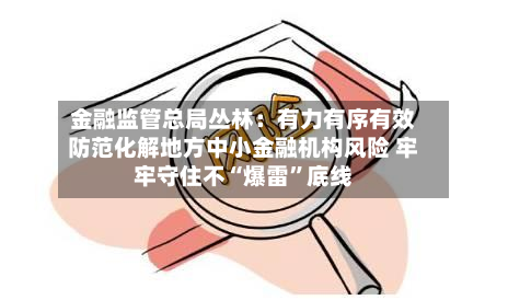 金融监管总局丛林：有力有序有效防范化解地方中小金融机构风险 牢牢守住不“爆雷”底线
