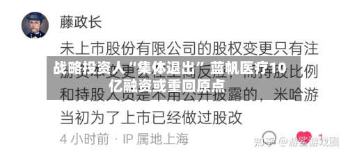 战略投资人“集体退出” 蓝帆医疗10亿融资或重回原点-第3张图片
