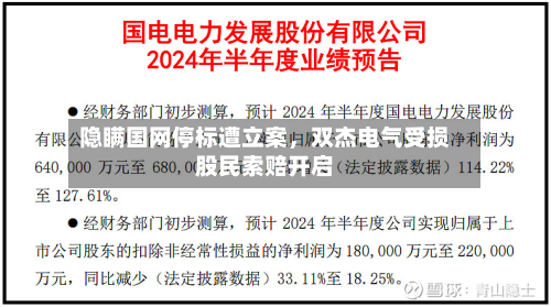 隐瞒国网停标遭立案	，双杰电气受损股民索赔开启-第2张图片