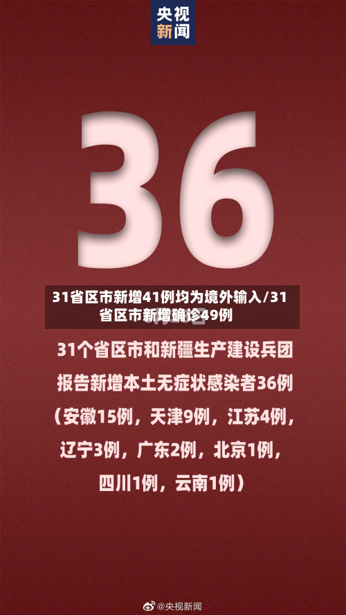 31省区市新增41例均为境外输入/31省区市新增确诊49例-第3张图片