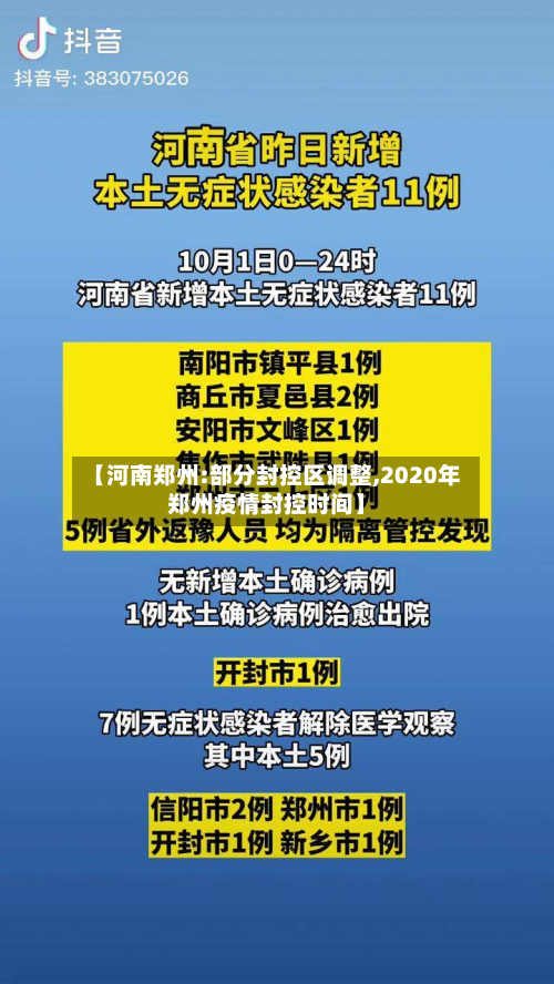【河南郑州:部分封控区调整,2020年郑州疫情封控时间】-第2张图片
