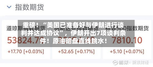 重磅！“美国已准备好与伊朗进行谈判并达成协议”，伊朗开出7项谈判条件！原油暗盘直线跳水！-第3张图片