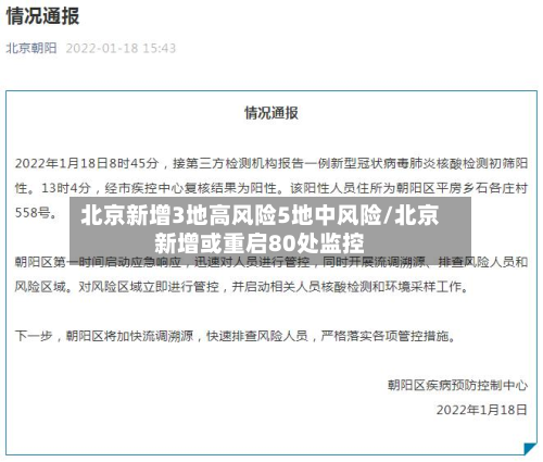 北京新增3地高风险5地中风险/北京新增或重启80处监控-第2张图片
