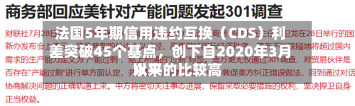 法国5年期信用违约互换（CDS）利差突破45个基点，创下自2020年3月以来的比较高水平