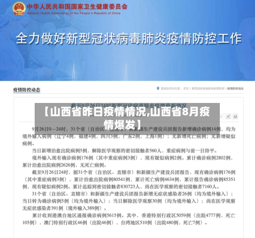 【山西省昨日疫情情况,山西省8月疫情爆发】