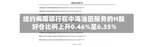 纽约梅隆银行在中海油田服务的H股好仓比例上升0.46%至6.35%