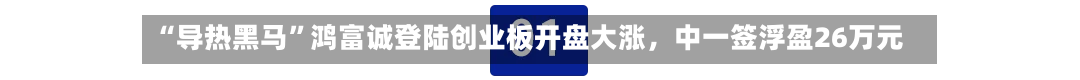 “导热黑马”鸿富诚登陆创业板开盘大涨，中一签浮盈26万元