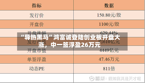 “导热黑马”鸿富诚登陆创业板开盘大涨	，中一签浮盈26万元-第2张图片