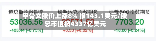 甲骨文股价上涨8% 报143.1美元/股 总市值报4337亿美元