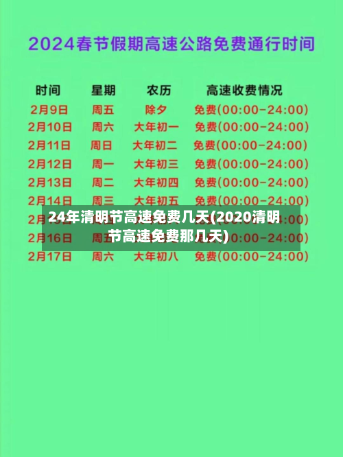 24年清明节高速免费几天(2020清明节高速免费那几天)