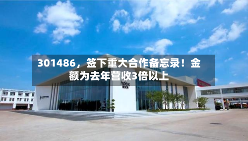 301486，签下重大合作备忘录！金额为去年营收3倍以上