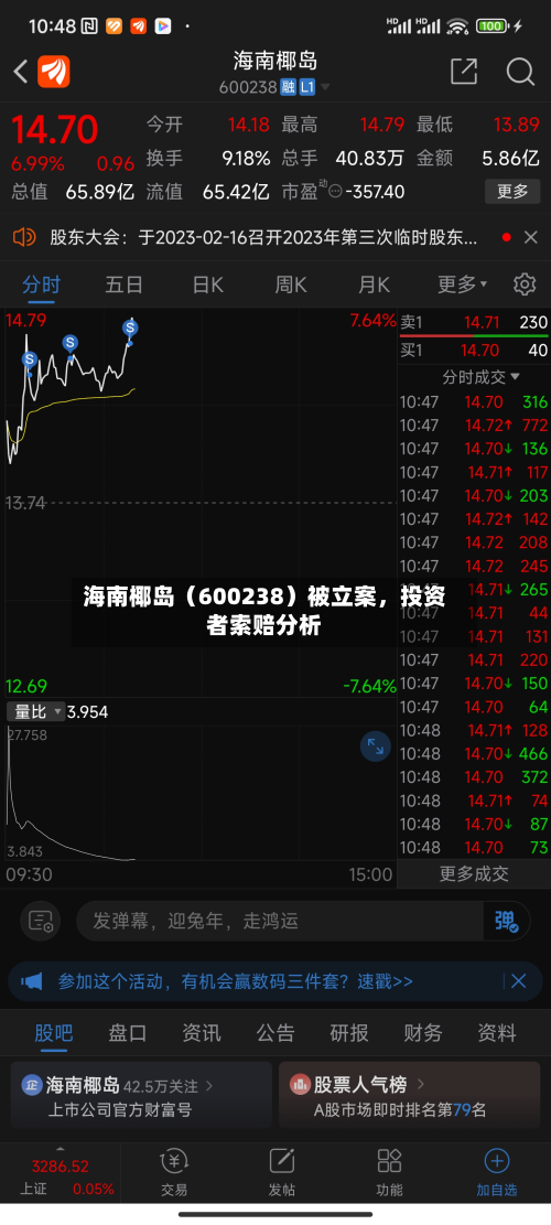 海南椰岛（600238）被立案，投资者索赔分析-第2张图片
