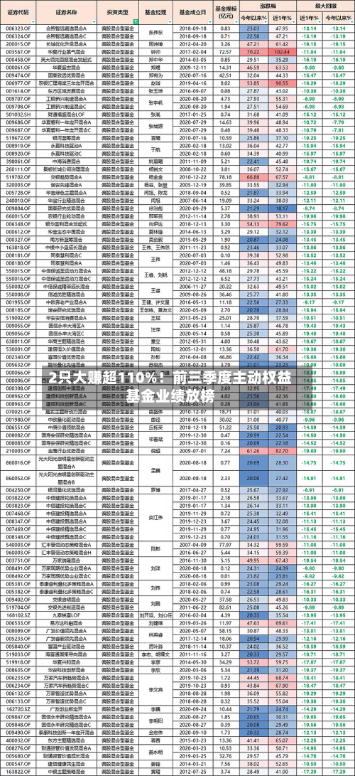 2只大赚超110%!前三季度主动权益基金业绩放榜-第2张图片