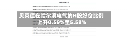 贝莱德在哈尔滨电气的H股好仓比例上升0.59%至5.58%
