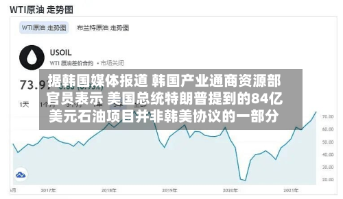 据韩国媒体报道 韩国产业通商资源部官员表示 美国总统特朗普提到的84亿美元石油项目并非韩美协议的一部分