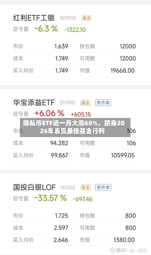 隐私币ETF近一月大涨60%，跻身2026年表现最佳基金行列-第2张图片