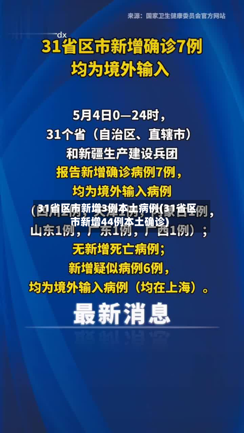31省区市新增3例本土病例(31省区市新增44例本土确诊)