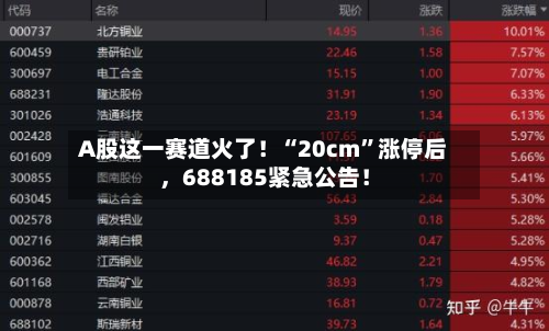 A股这一赛道火了！“20cm	”涨停后，688185紧急公告！-第2张图片
