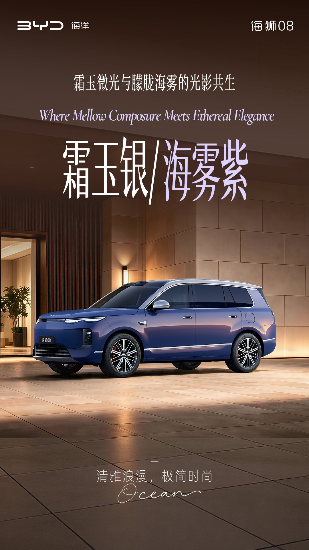 定位海洋旗舰 SUV，比亚迪公布海狮 08 多款高定车色