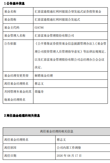 汇添富“指数女神	”过蓓蓓38天清仓式卸任 公募基金经理离职潮持续升温